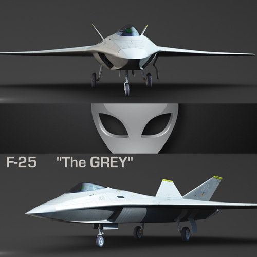 3ds Max F 25 Grey Futuristic Fighter