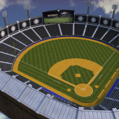 3ds max complete baseball stadium bases