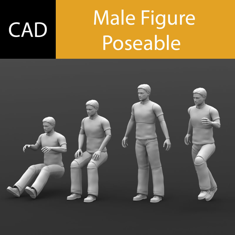 3d poseable male solidworks cad