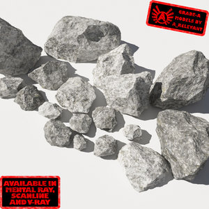 3d jagged rocks stones - model