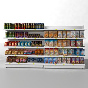 3d model supermarket shelves