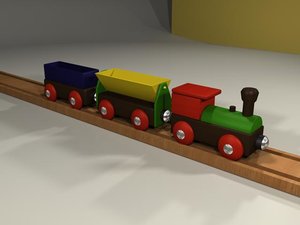 3d toy train wood