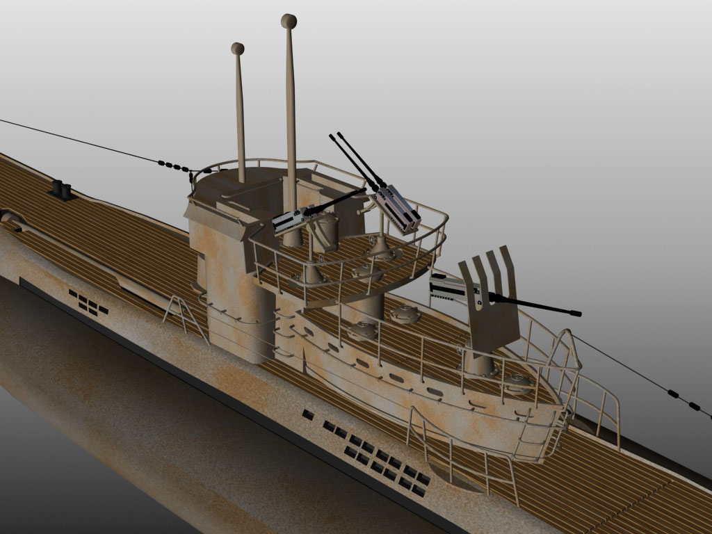 3d model uboat submarine