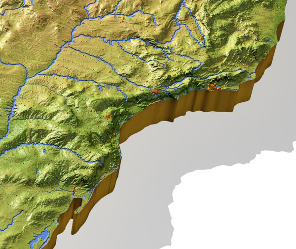 América do Sul, mapas de relevo em 3D de alta reso Modelo 3D ...