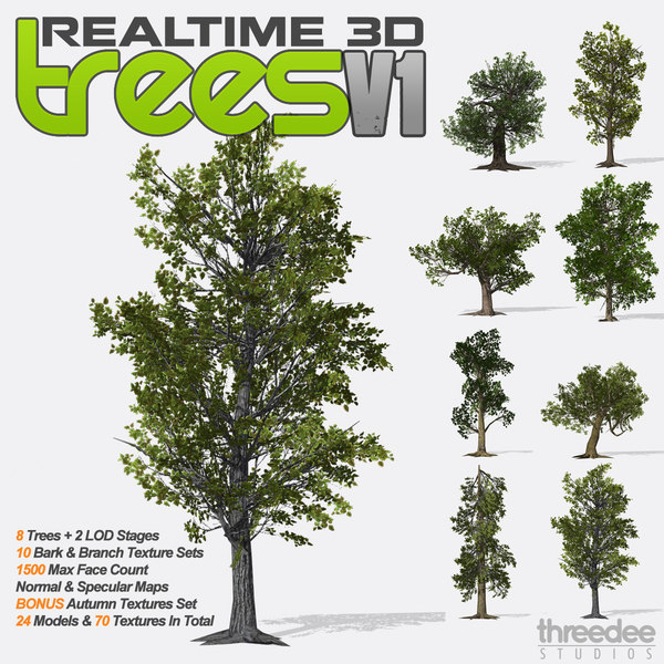 3d model realtime trees v1 -