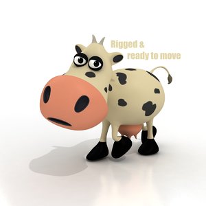 3d cartoon cow rigged model