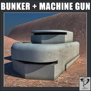 3d model of ww2 bunker m2 browning