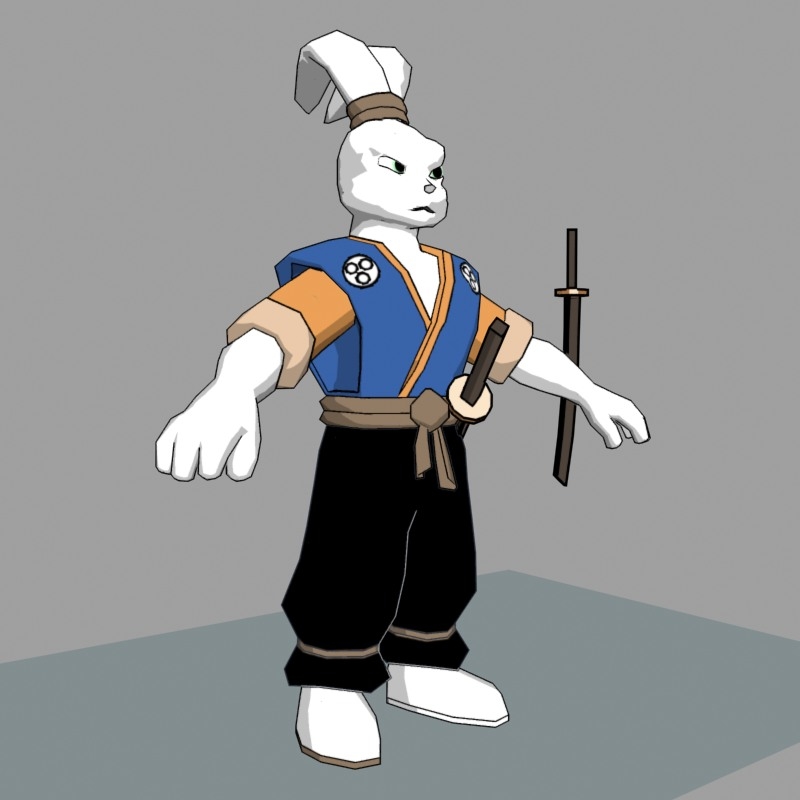 卡通武士兔3d模型
