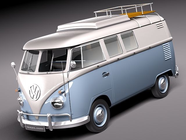 3d model of bus van antique volkswagen