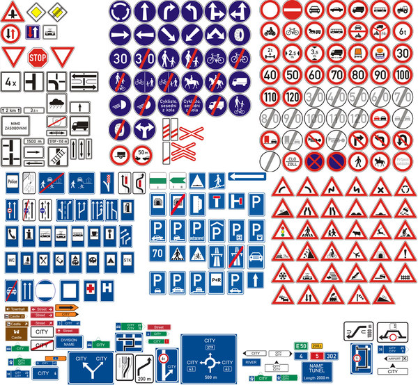 3d model european traffic signs barrier