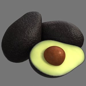 3d avocado fruit pit model