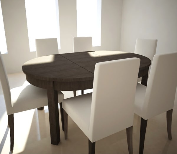 3d Extensible Table Chairs Ikea Model, Round Dining Table And 6 Chairs Ikea