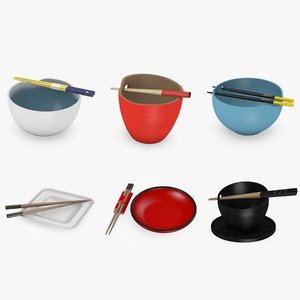 3d bowls chopsticks model