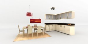 3d model of classic kitchen dining table