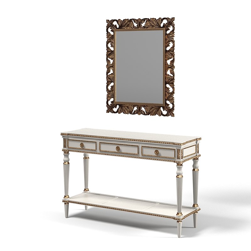 Classic Console Table Mirror Set Baroque Empire Luxury Carved Traditional