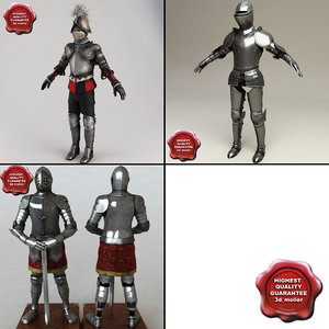 set knight armour 3d c4d