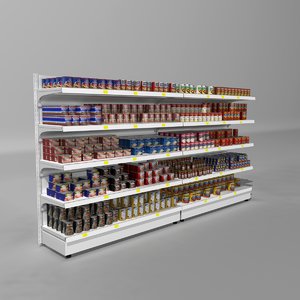supermarket shelves canned meals 3d 3ds