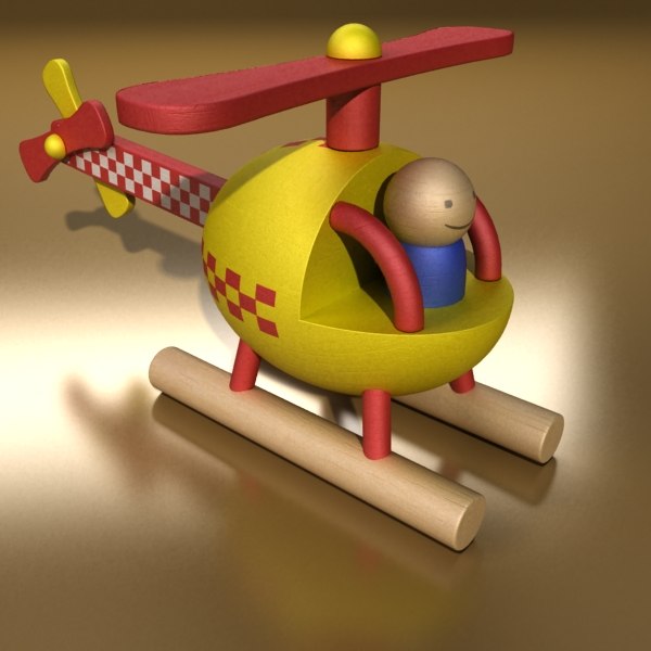 wooden toy - helicopter 3d obj