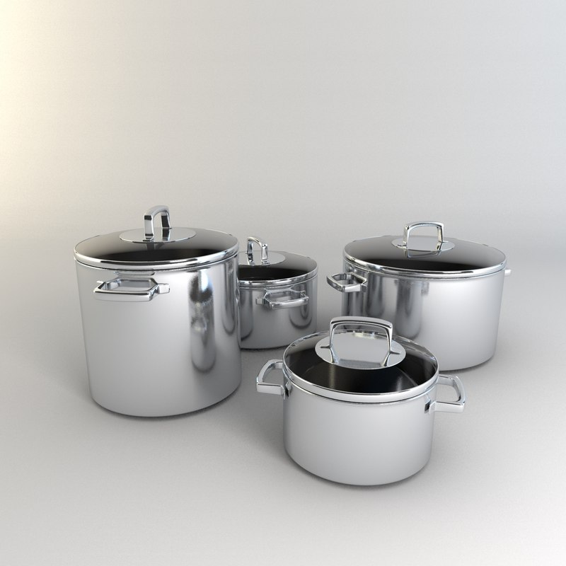  pots  3d  model 