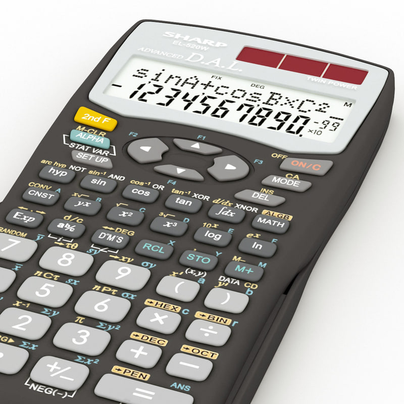 3d Calculator Sharp El-520w Black