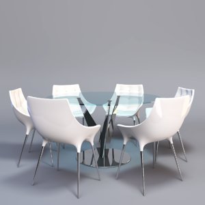 3d model of glass dining table designer chair
