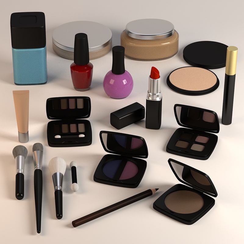 3ds max cosmetics set powders