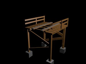 free wooden roller coaster track 3d model