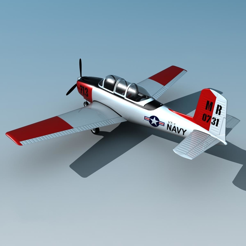 beechcraft t-34 mentor 3d x