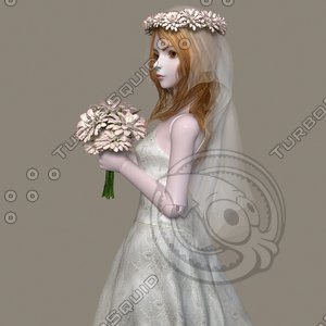 3d bjd bride costume model