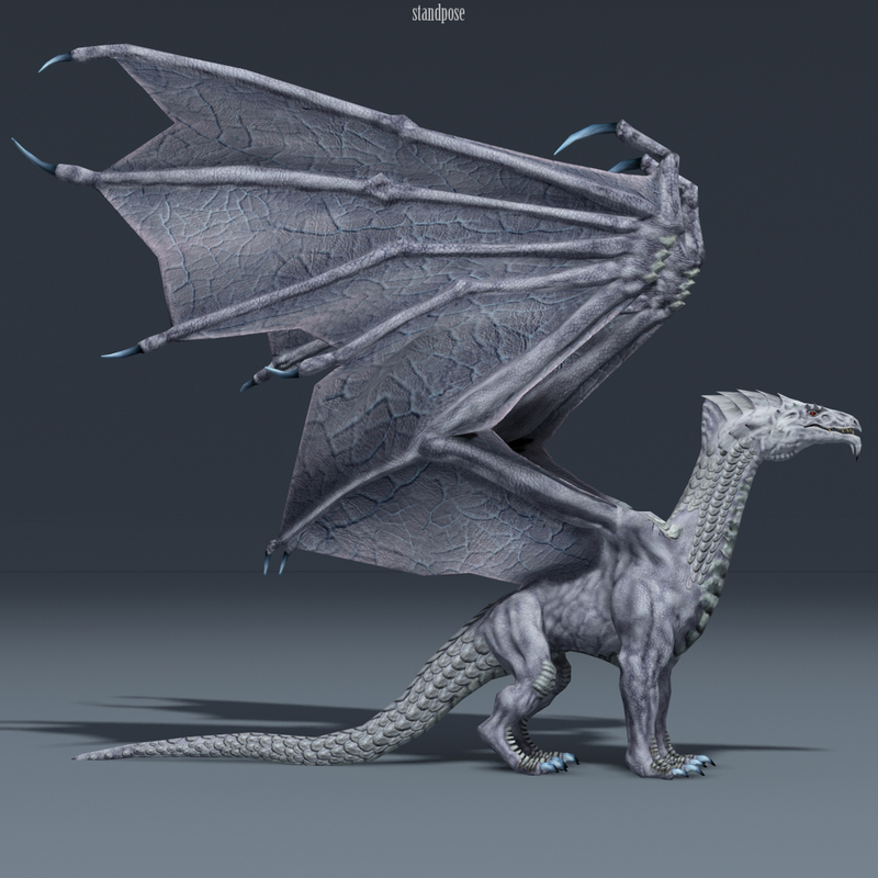 3ds max white dragon character