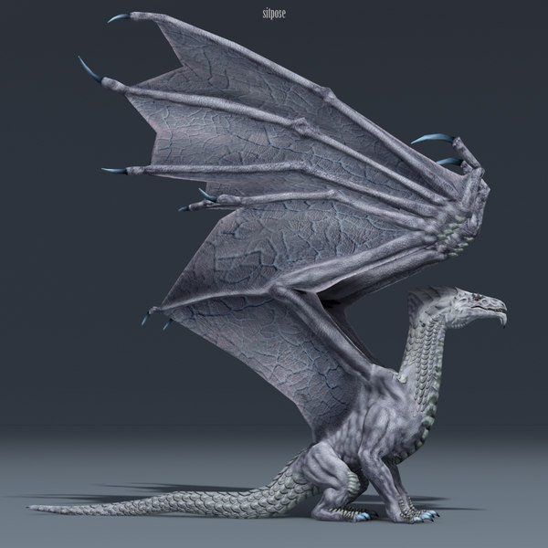 3ds max white dragon character