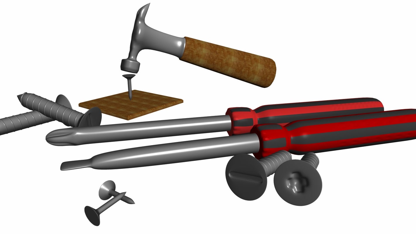 Инструмент 3д модель. Молоток 3д модель.