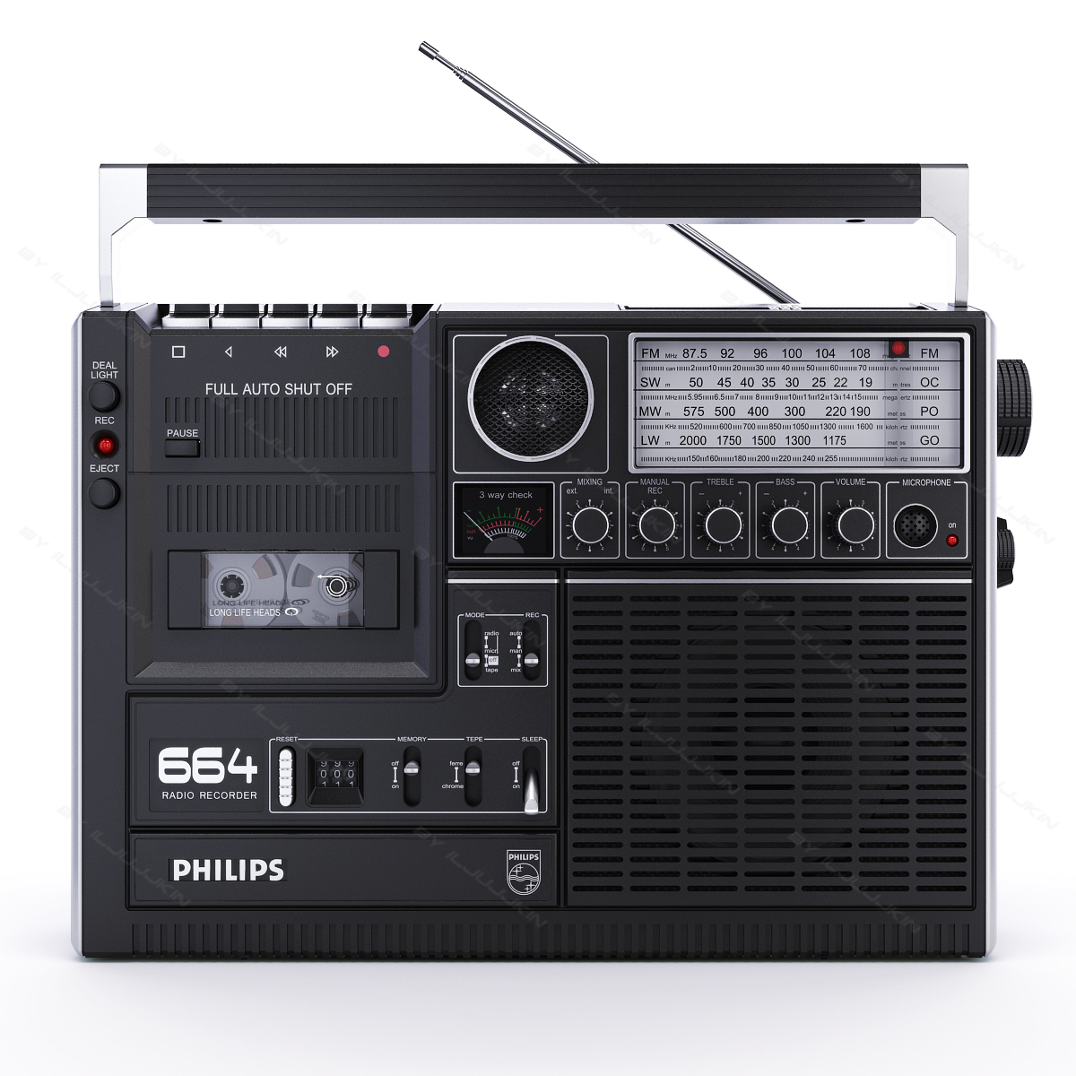 philips 664 cassette player 3d x