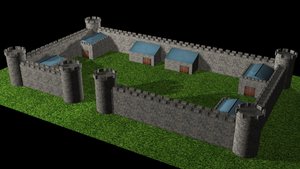 free max model simple stone castle wall