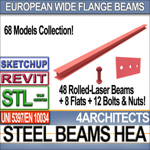 raw steel hea beams obj