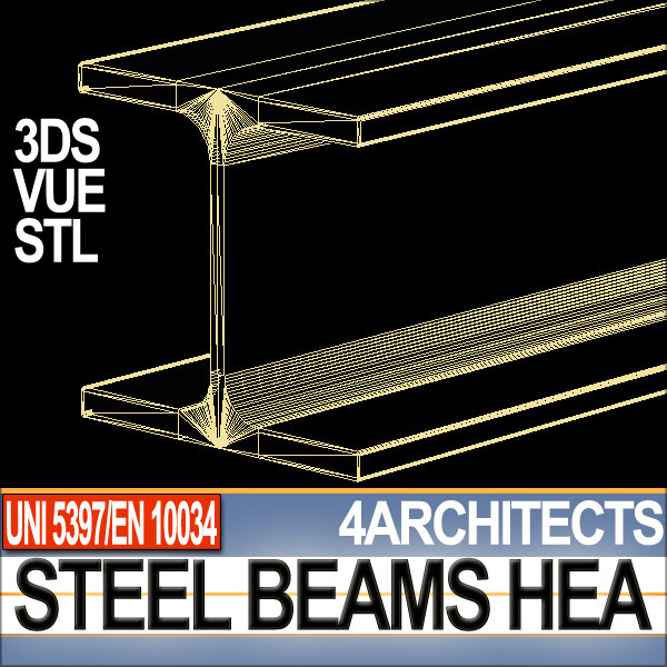 raw steel hea beams obj