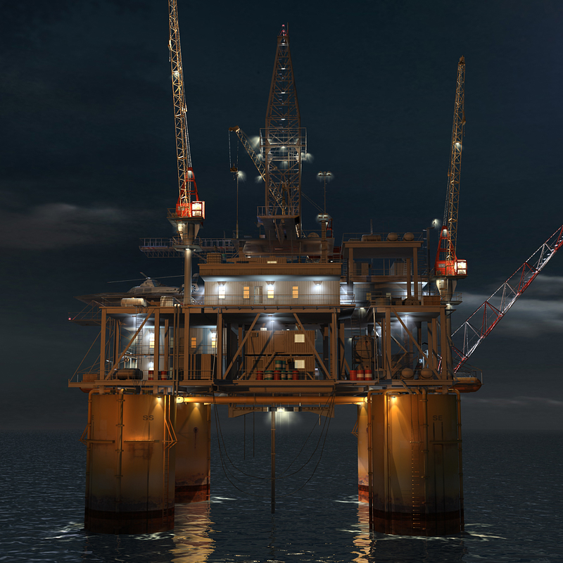 oil rig night scene max