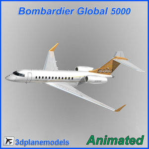 3d bombardier global 5000 model