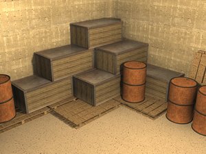free crates pallets oil 3d model
