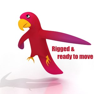 cartoon parrot rigged 3d model
