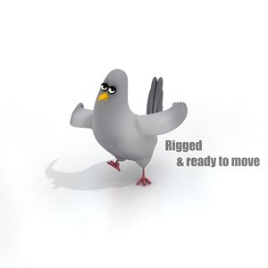 maya cartoon pigeon rigged birds