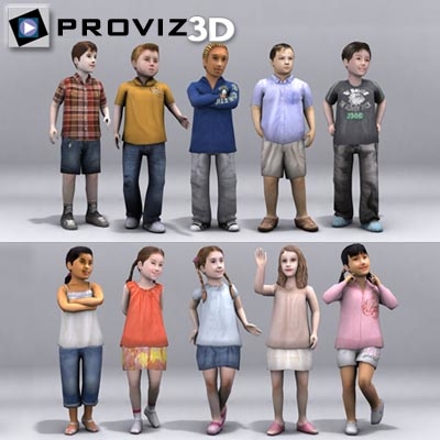 people children 3d model