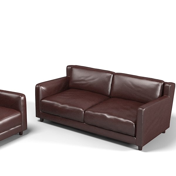 3ds Max Baxter Modern Contemporary, Alexander Medium Brown Leather Sofa