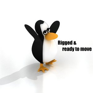 cartoon penguin rigged 3d max