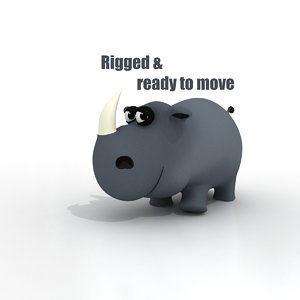 3d model cartoon rhino rigged