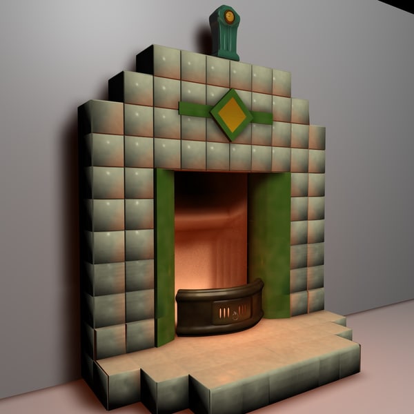 Art Deco Fireplace 3d C4d
