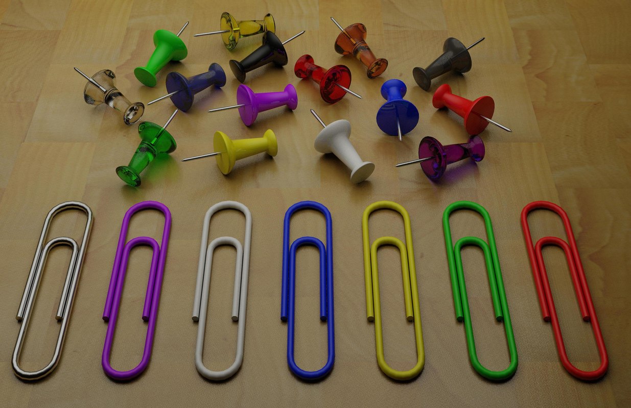 3d Thumbtacks Paper Clips Model