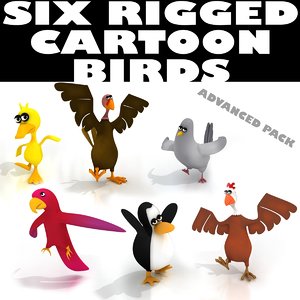3dsmax rigged cartoon birds