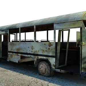 3d model ready wrecked bus -