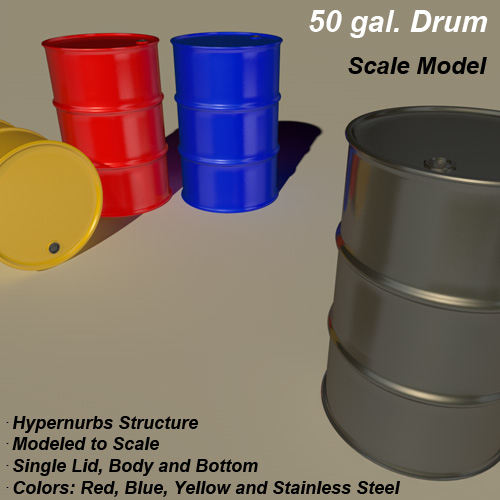 free 50 gallon drum 3d model